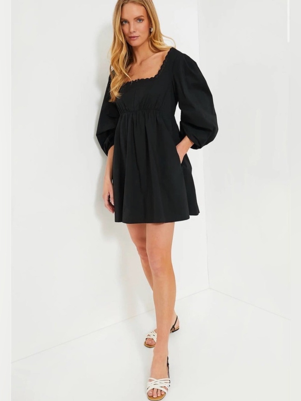 Tuckernuck Pomander Place Jenny Black Cotton Poplin Dress NWT
